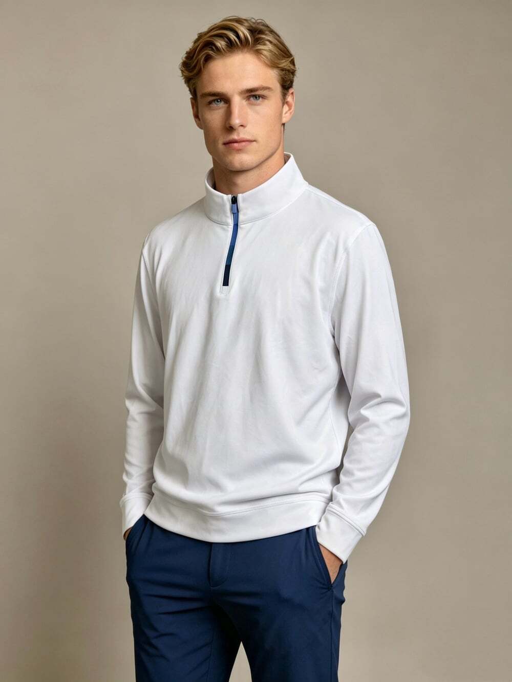 NWOT Redvanly Mens Golf 1/4 Zip White Long-Sleeved Pullover Sweatshirt Size XL